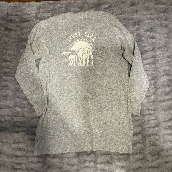 Ivory Ella Gray Cardigan Button Up Sweater - Picture 2 of 4